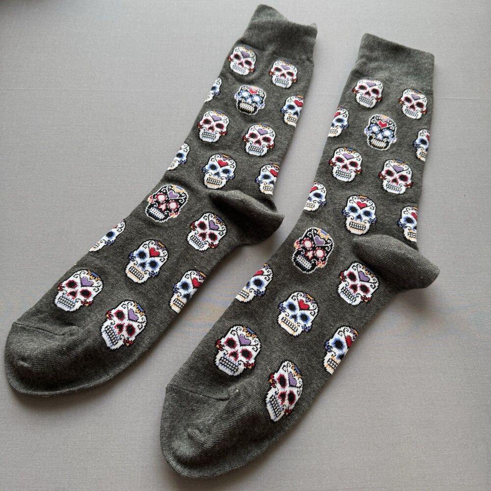 NWOT Sugar Skull Men's Crew Socks Halloween Day of the Dead